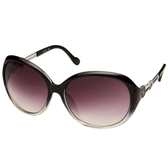 Jessica Simpson Sunglasses Black Crystal Metal Knot Temple Women\'s Oval J5835 main image 4